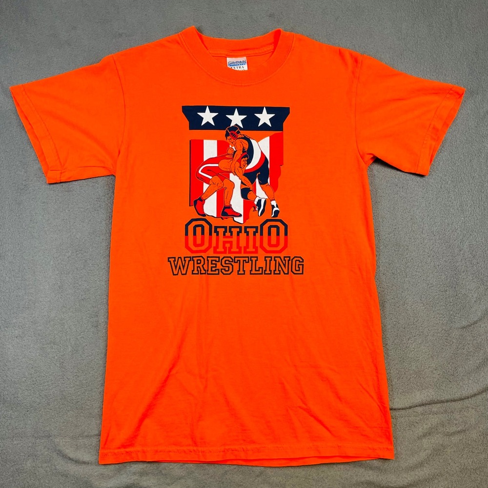 Ohio Wrestling T-Shirt Orange Graphic Sports Tee Men's‎ Small OSU Wrestler Style